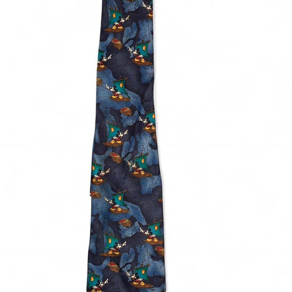 Vintage 90s Disney Mickey Unlimited Pirate Ship Treasure Mickey Mouse Tie